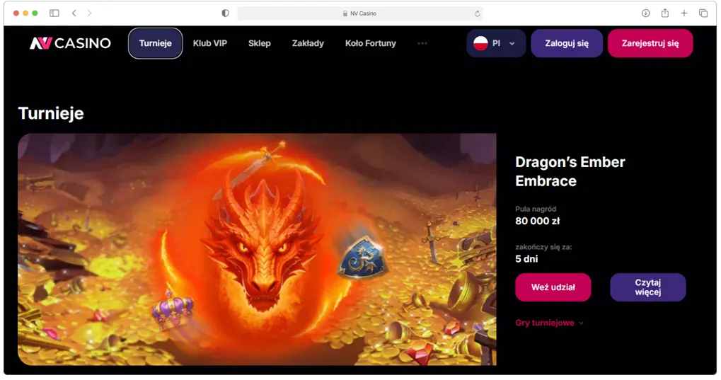 Turnieje w NV Casino