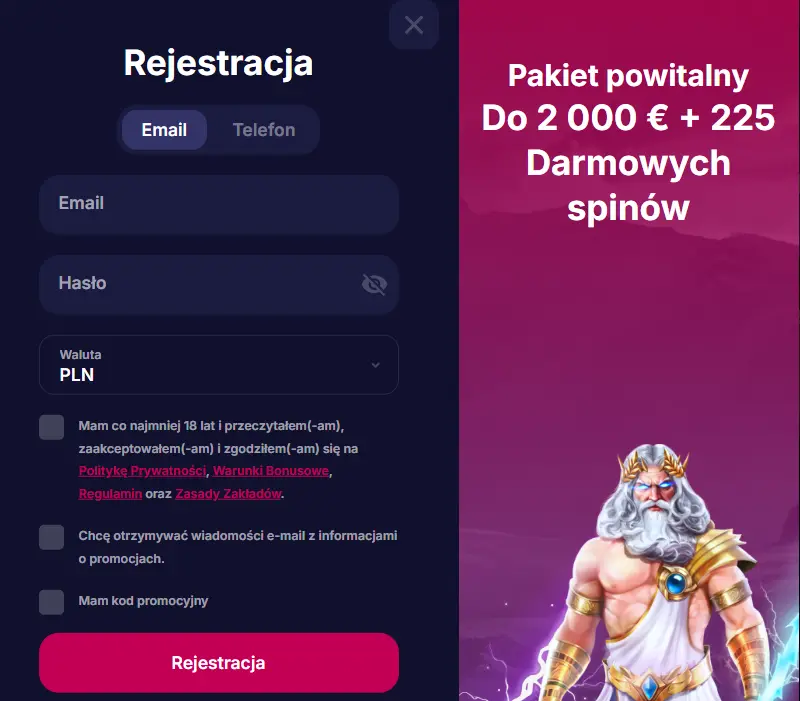 rejestracja kasyna nv